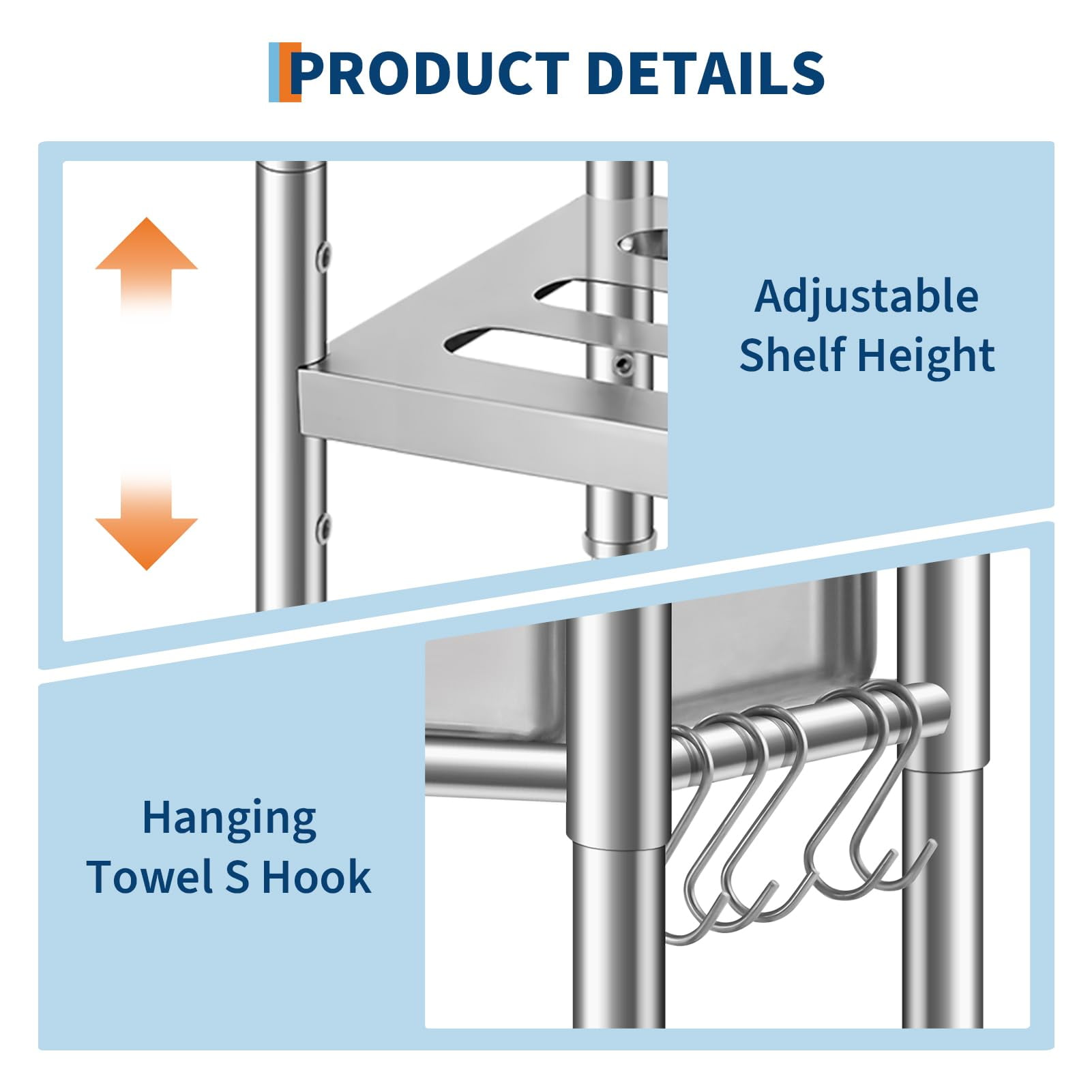 Freestanding Stainless Steel Utility Sink 16.8"x12.8"x7.6" Single Bowl with Adjustable Legs, 360° Swivel Hot & Cold Faucet