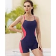 thumbnail image 3 of Women's Color Blocked Boyleg One Piece Sport Swimwear Crossback Slim Straps Athletic Swimsuit, 3 of 6
