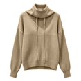 thumbnail image 6 of Yigetop Warm Sweaters for Women Fall Winter Cowl Neck Knit Sweater Long Sleeve Casual Soft Chunky Lightweight Loose Cozy Pullover Tops for Daily Wear Khaki 3XL, 6 of 6