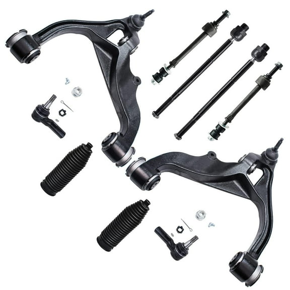 Detroit Axle - 4WD Front End Suspension Kit for 2006-2012 Dodge Ram 1500 [5 Lug] 2 Lower Control Arms w/Ball Joints 2 Sway Bars 4 Tie Rods 2 Boots 2007 2008 2009 2010 2011 Replacement