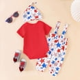 thumbnail image 4 of CAUYDY Baby Boys Independence Day Outfits 4Th Of July Infant Short Sleeve Romper + Pants + Hat 3Pcs Boy 3M 6M 9M 12M 18M Clothes Set (Sizes 3-6 Months,Red), 4 of 6