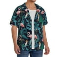 thumbnail image 4 of Wukai Flamingos And Birds Men's Casual Short-Sleeve Button Down Shirt - Lightweight Summer Dress Shirt for Daily Wear-Large, 4 of 7