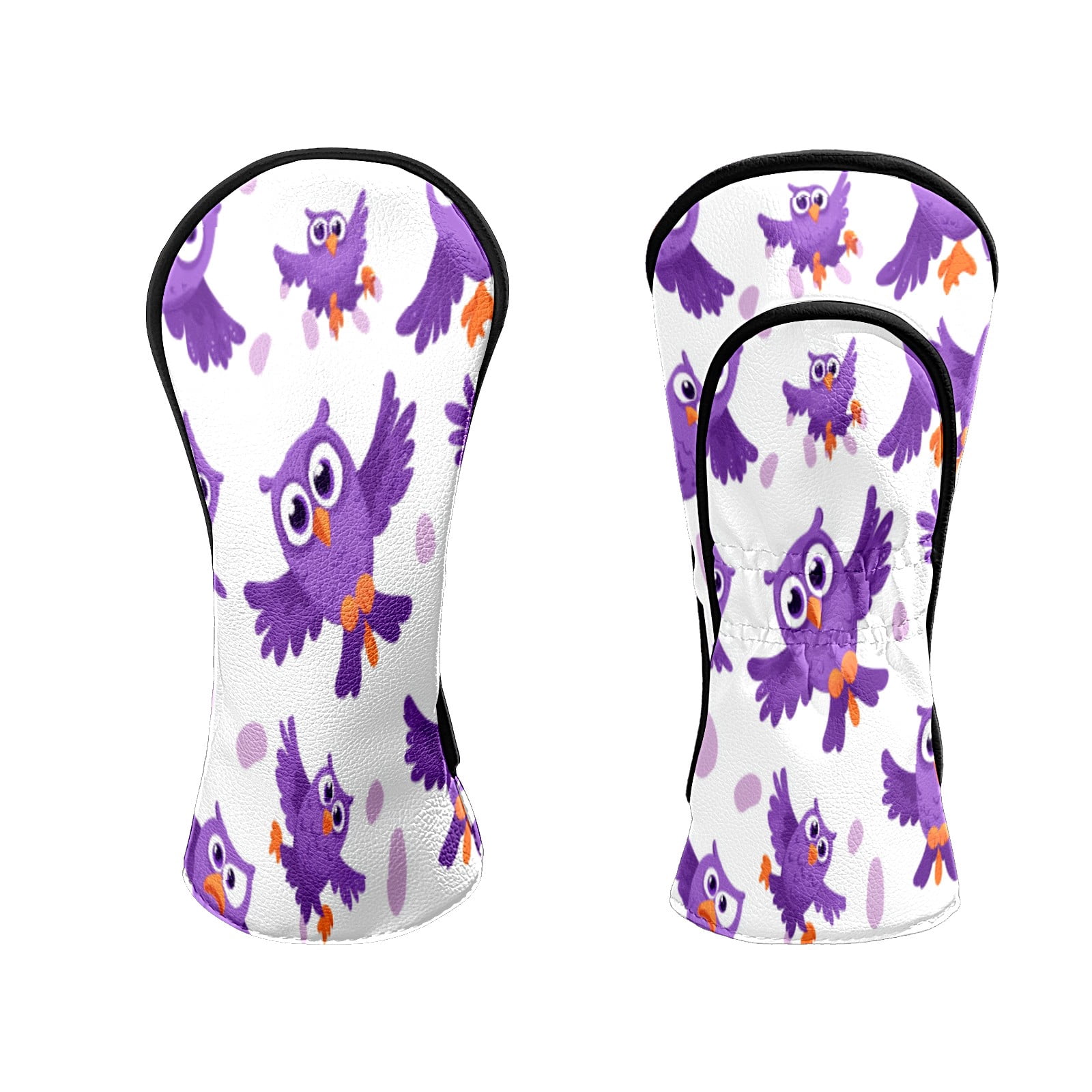 Golf Club Head Covers Purple Owl Waterproof Leather Golf Head Covers for Men Women Driver Head Cover Fairway Headcover for Golf Lovers