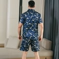thumbnail image 7 of Men Silk Satin Pajamas Set Short Sleeve Button Down Sleepwear Loungewear with Pockets, 7 of 7
