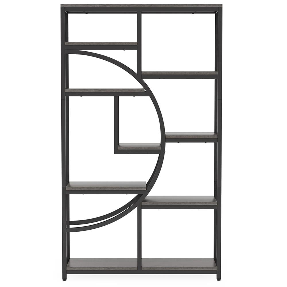Topcobe Freestanding Bookshelf, 68.9" Etagere Bookcase with 9 Open Shelves, Indoor Furniture, Modern Furniture for Living Room, Gray