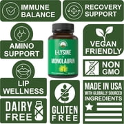 Peak Performance L-Lysine + Monolaurin Immune Support Supplement, Skin & Lip Care, 60 Count