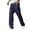Dark Blue, variant on Cargo Pants Men Wide Leg Pants For Men Elastic Drawstring Multi Patch Flap Pocket Oversized Loose Straight Trousers Light Summer Pants Men Solid Color Street Skate Hip Hop Daily Wear