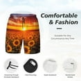 thumbnail image 3 of Bingfone Sunset Golden Sunflower Field for Men's Double Layer Swimming Trunks with Lining, Drawstring Style with Pockets Beach Shorts Men's Swimsuit-Large, 3 of 6