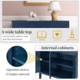 thumbnail image 6 of Ouyessir Solid Wood Buffet Sideboard Entry Console Table, Antique Storage Cabinet with Doors and Adjustable Shelf, for Living Room, Dining Room, Kitchen, 37" L x 15.7 W x 31.5 H, Navy Blue, 6 of 10