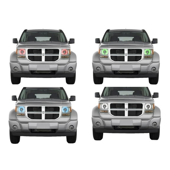 Flashtech LED RGB Multi Color Halo Ring Headlight Kit for Dodge Nitro 07-12 V.3 Fusion Color Change