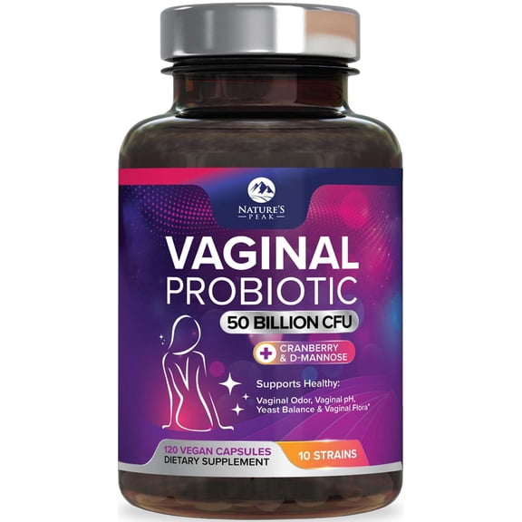 Vaginal Probiotics for Women pH Balance with Prebiotics - 50 Billion CFU - 10 Unique Feminine Strains, Cranberry & D-Mannose for Women's Probiotic Vag Health, Supplement Bottled in USA - 120 Capsules