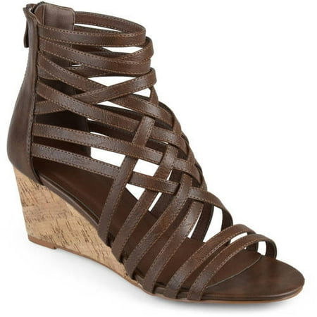 Apepazza Leather Wedges - Brinley Co. Womens Faux Leather Strappy Wedges