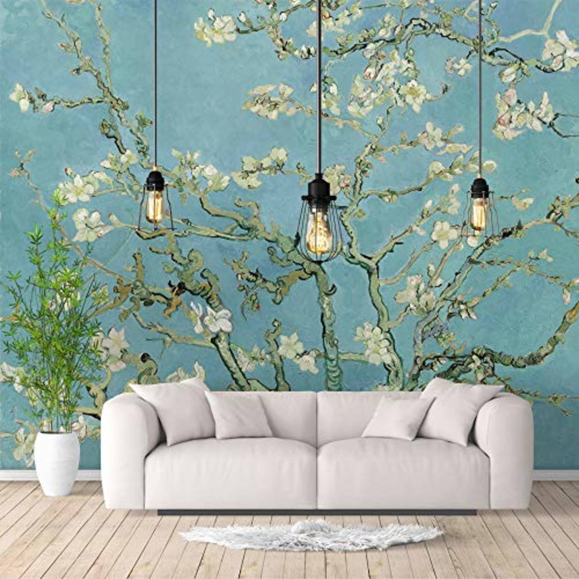 IDEA4WALL 4pcs Green Almond Blossom by Van Gogh Wallpaper Peel and Stick  Large Wall Stickers for Wall Decal - 66x96 inches 