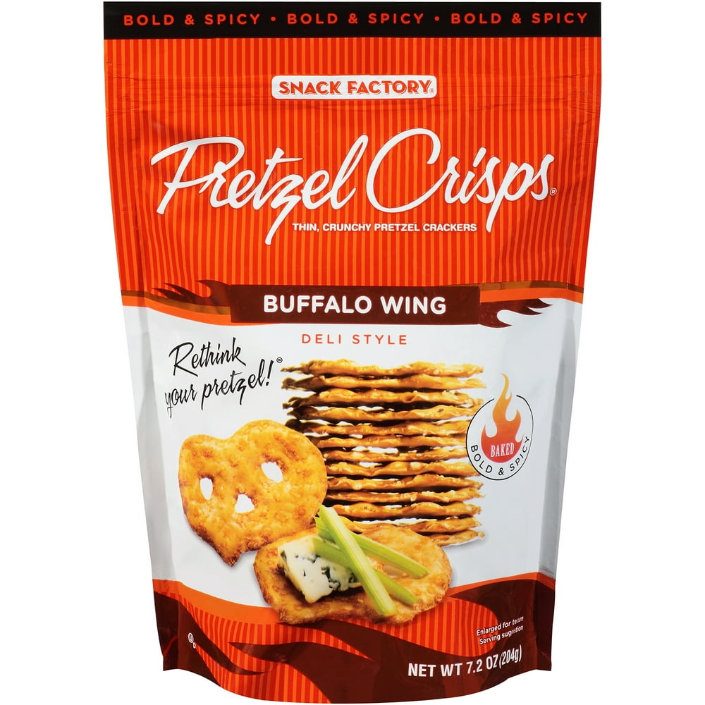Snack Factory Buffalo Wing Deli Style Pretzel Crisps, 7.2 oz (Pack of