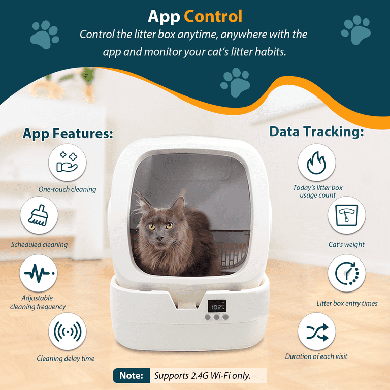 Dakeres Automatic Cat Litter Box, Self Cleaning, Ultra Quiet 35 dB