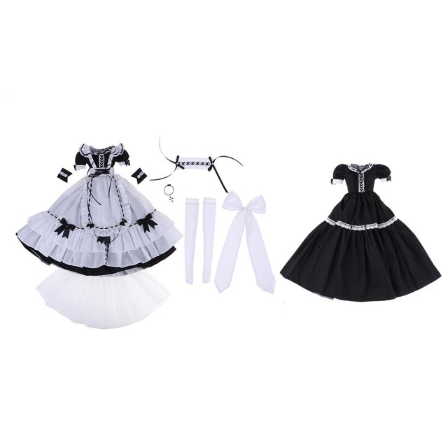 piezas de ropa, de sirvienta de anime japonés para 1/3 BJD Night Lolita ñeca Baoblaze Vestido Doll Gothic Lolita