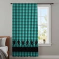 thumbnail image 4 of Teal Black Plaid Sheer Curtains 45 Inches Long, Farmhouse Retro Star Abstract Checked Light Filering Curtains, Breathable Simi Curtain Privacy Drapes for Kitchen Bathroom Small Window Treatment, 4 of 9