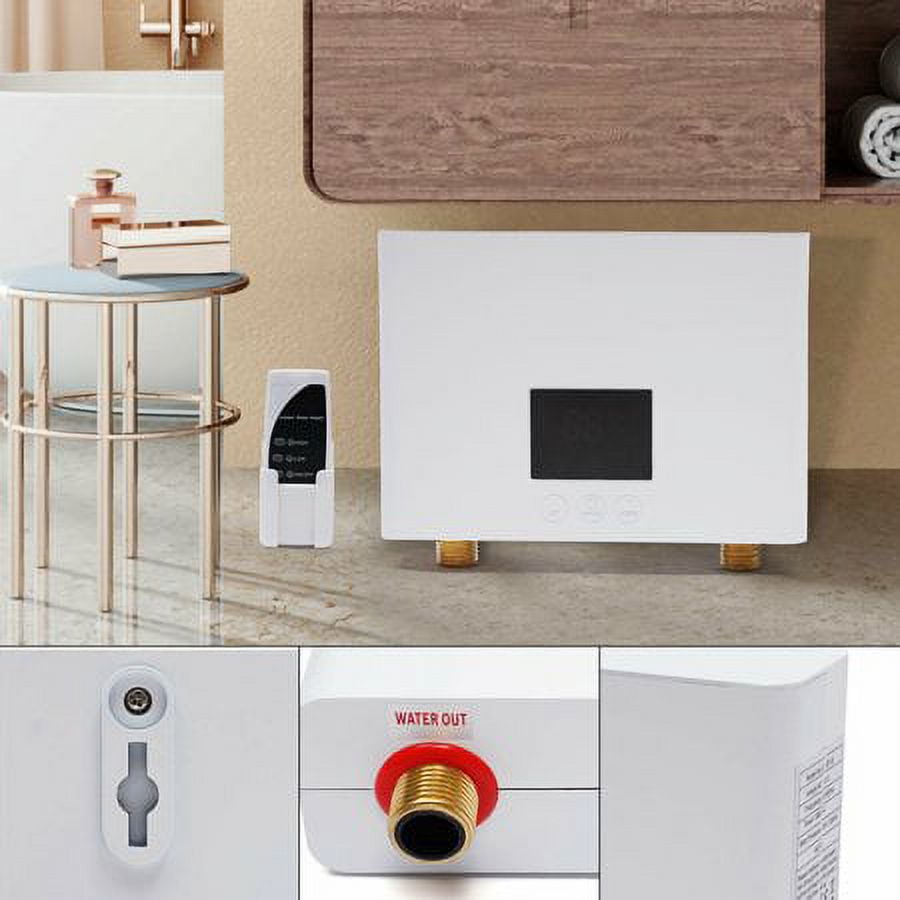 Mini Electric Tankless Water Heater 3000W 110V with Remote Control LCD Display