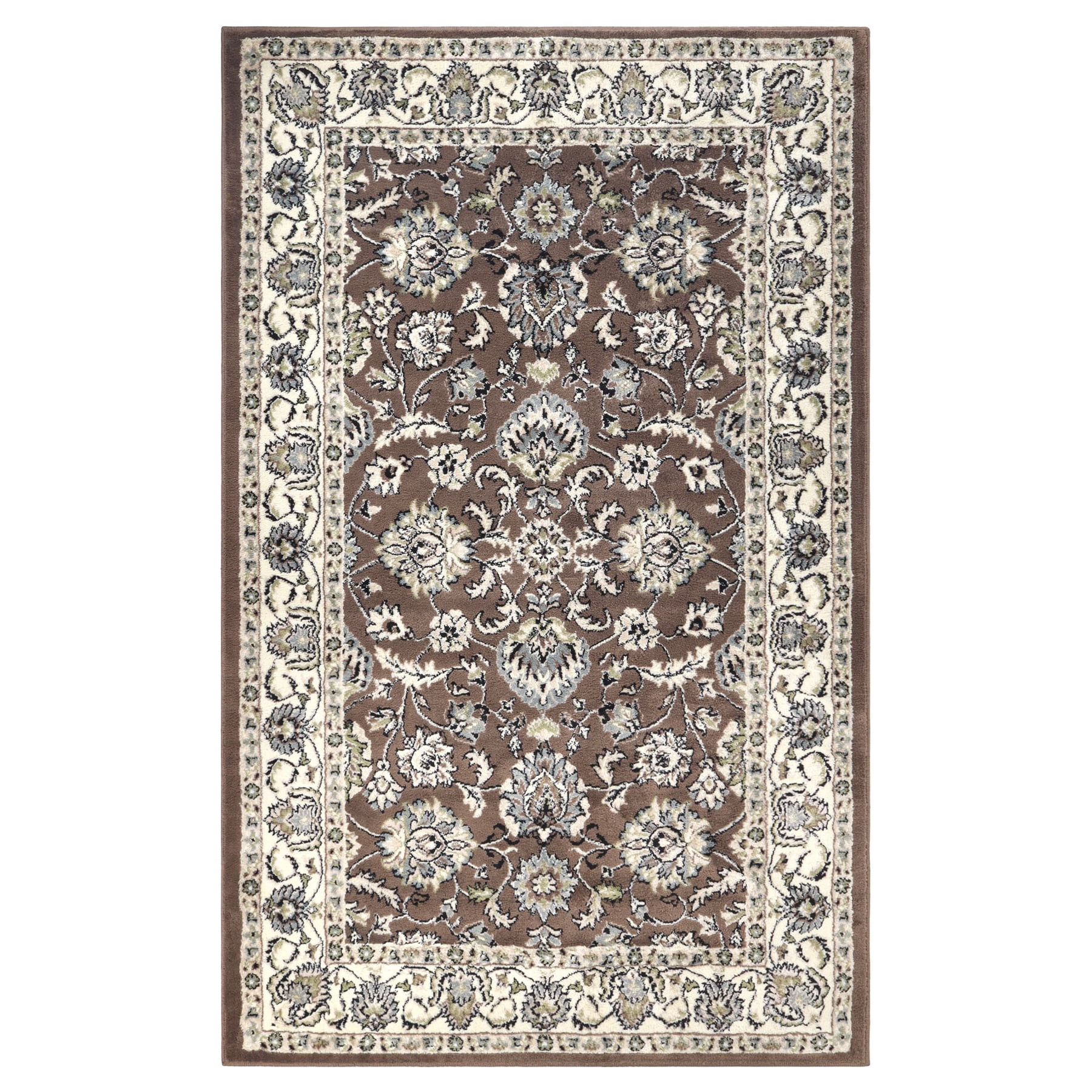 Superior Lille Traditional Floral Indoor Runner Rug, Brown, 5' x 8'