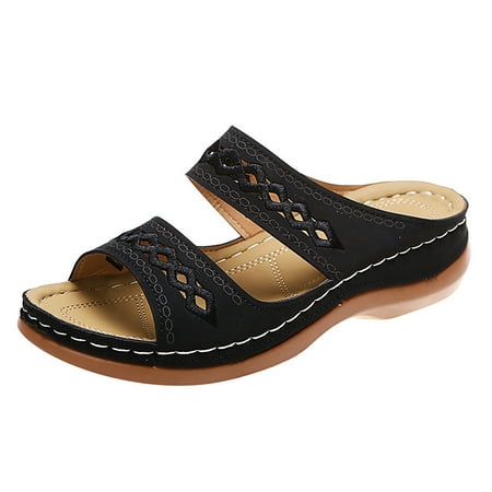 

Women Summer Solid Color On Casual Open Toe Wedges Soft Bottom Breathable Slippers Shoes Sandals Embellished Sandals for Women Beaded Sandals for Women Size 11 Wide Tie up Sandals for Women Low