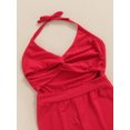 thumbnail image 5 of Qmyliery Girls Casual Summer Jumpsuit, Red Solid Color V-neck Backless Overalls Gift, 5 of 9