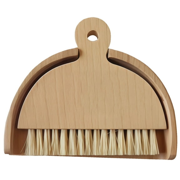 Mini Dustpan and Brush Set, Wooden Handheld Broom with Smooth Finish, Compact Desk Cleaning Kit, Beech Wood, Great for Kitchens, Offices, and Workshops