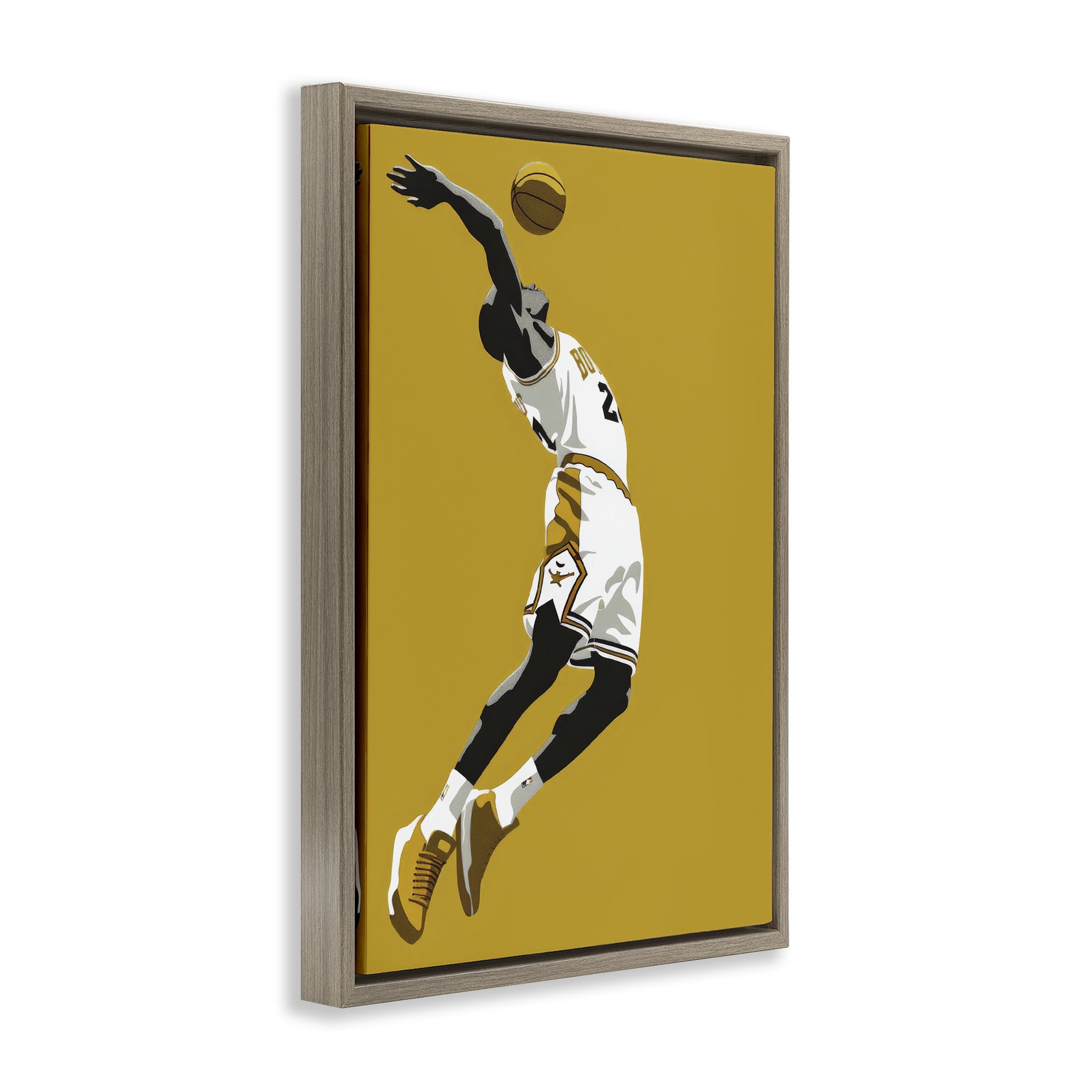 Stupell Industries Iconic Basketball Dunk Brown Framed Floater Canvas Wall Art, design by Ray Powers