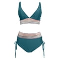 thumbnail image 7 of Women's Two Piece Bikini Set Sexy V Neck High Waist Padded Bra Wire Free Swimsuit for Swimming Beach Sunbathing,Army Green,L, 7 of 7