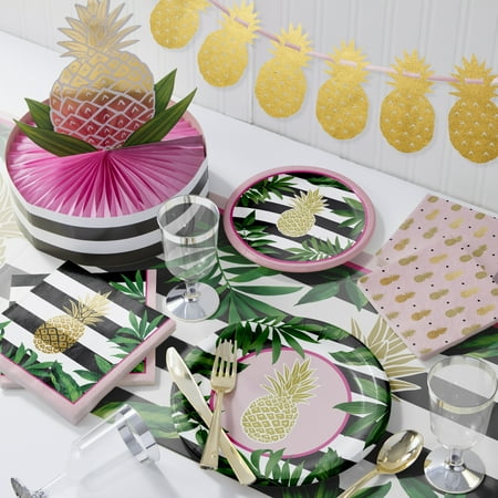 Golden Pineapple Deluxe Party Supplies Kit, Serves 8 Guests