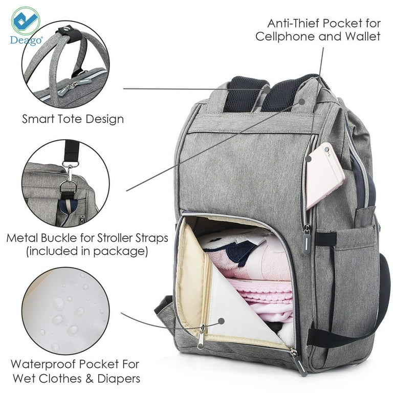 🐘Boo&Bub🐘 Multi-function Waterproof Outdoor Travel Diaper Bag, Baby Care  Nappy Backpack Wallet Mummy Large Capacity Beige Red