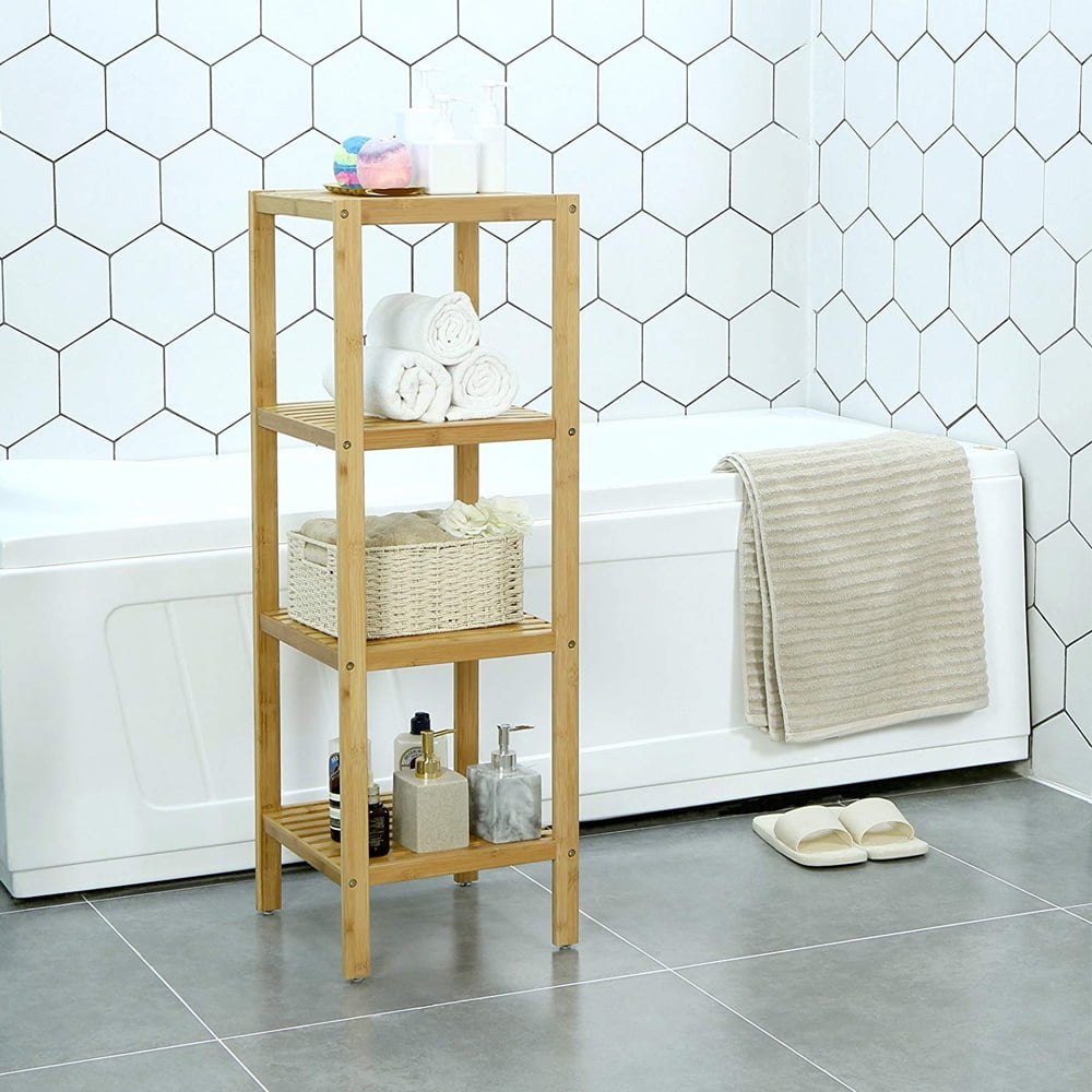 Zimtown 4Tier Bamboo Shelving Unit Bathroom Corner Rack Shelf Wood