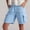 Light Blue women cargo shorts with pockets a1, variant on Cagogo Women Cargo Shorts Elastic Waist Loose Flowy Casual Solid Regular Fit Summer Beach Lounge Party Shorts with Pockets, Brown 2XL
