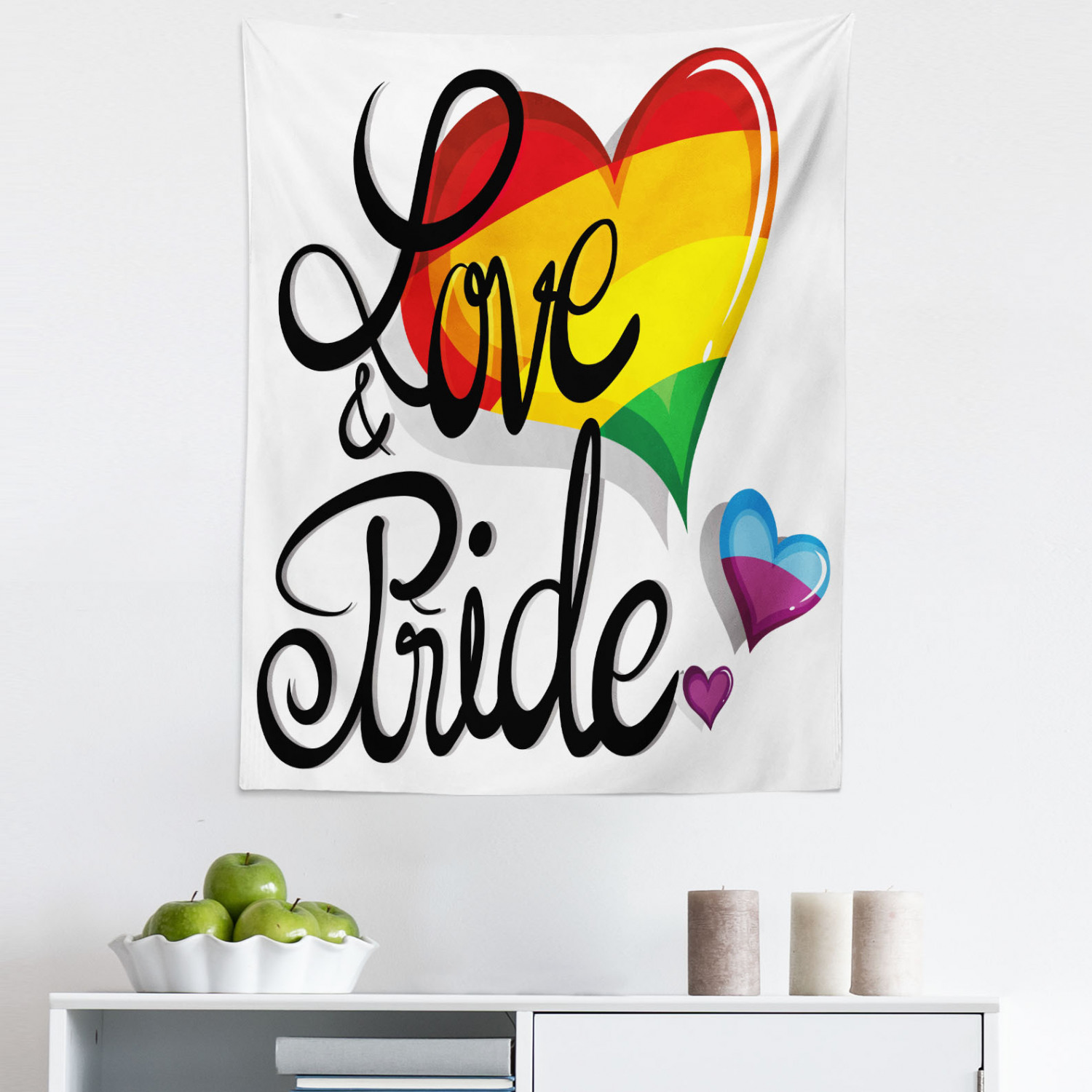 Pride Tapestry, Vibrant Big and Little Hearts Gay Lesbian Transsexual ...