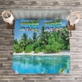 thumbnail image 3 of Ambesonne Island Quilted Bedspread Set 3 Pcs, Aquatic World Maldives, King Size, Multicolor, 3 of 3