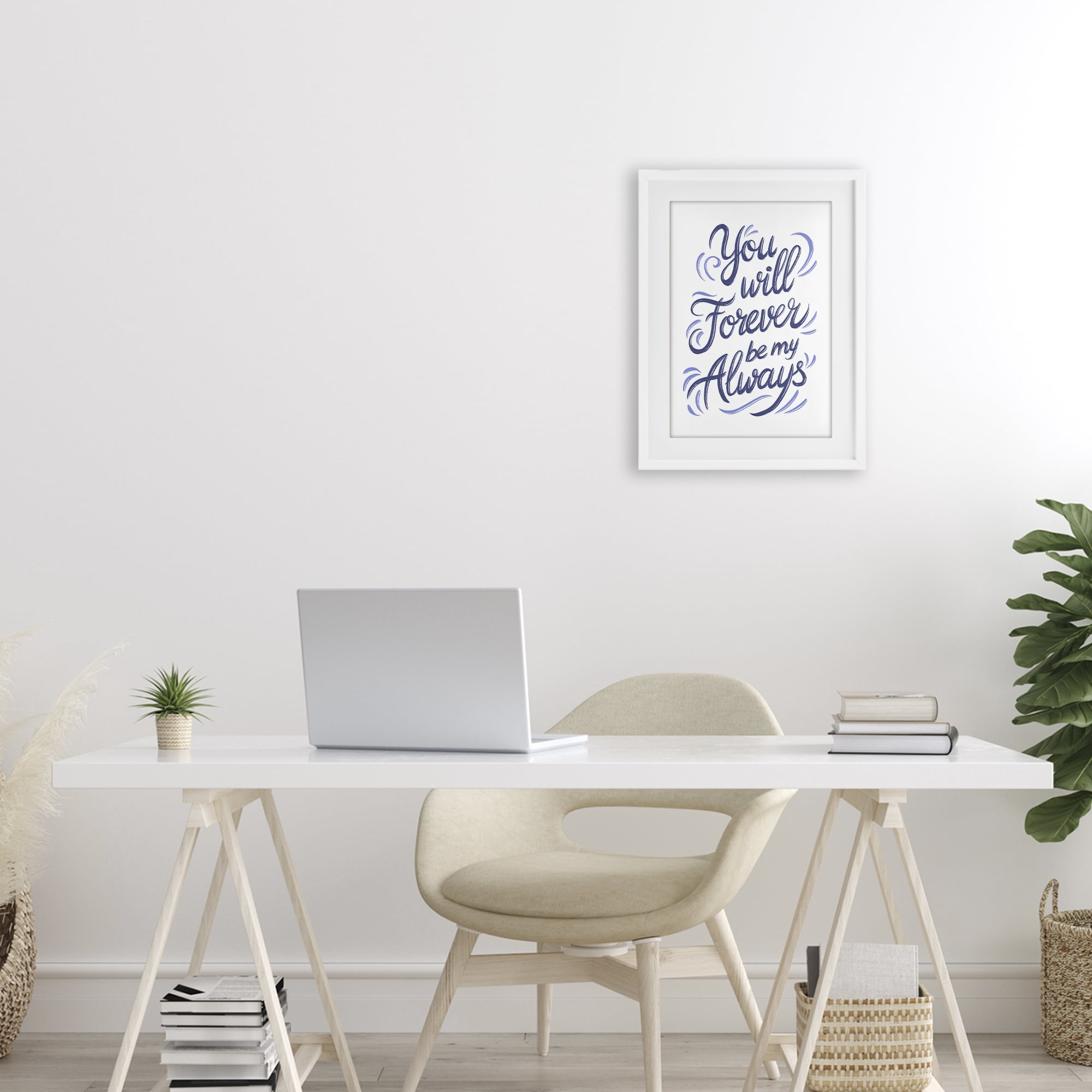 Stupell Industries Forever Be My Always White Framed Print Under Glass, design by Martina Pavlova