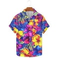 thumbnail image 2 of ZQUUVOU Men's Hawaiian Shirt Turndown Collar Casual Floral Print Short Sleeve Button Shirt (B-Multicolor,5XL), 2 of 5