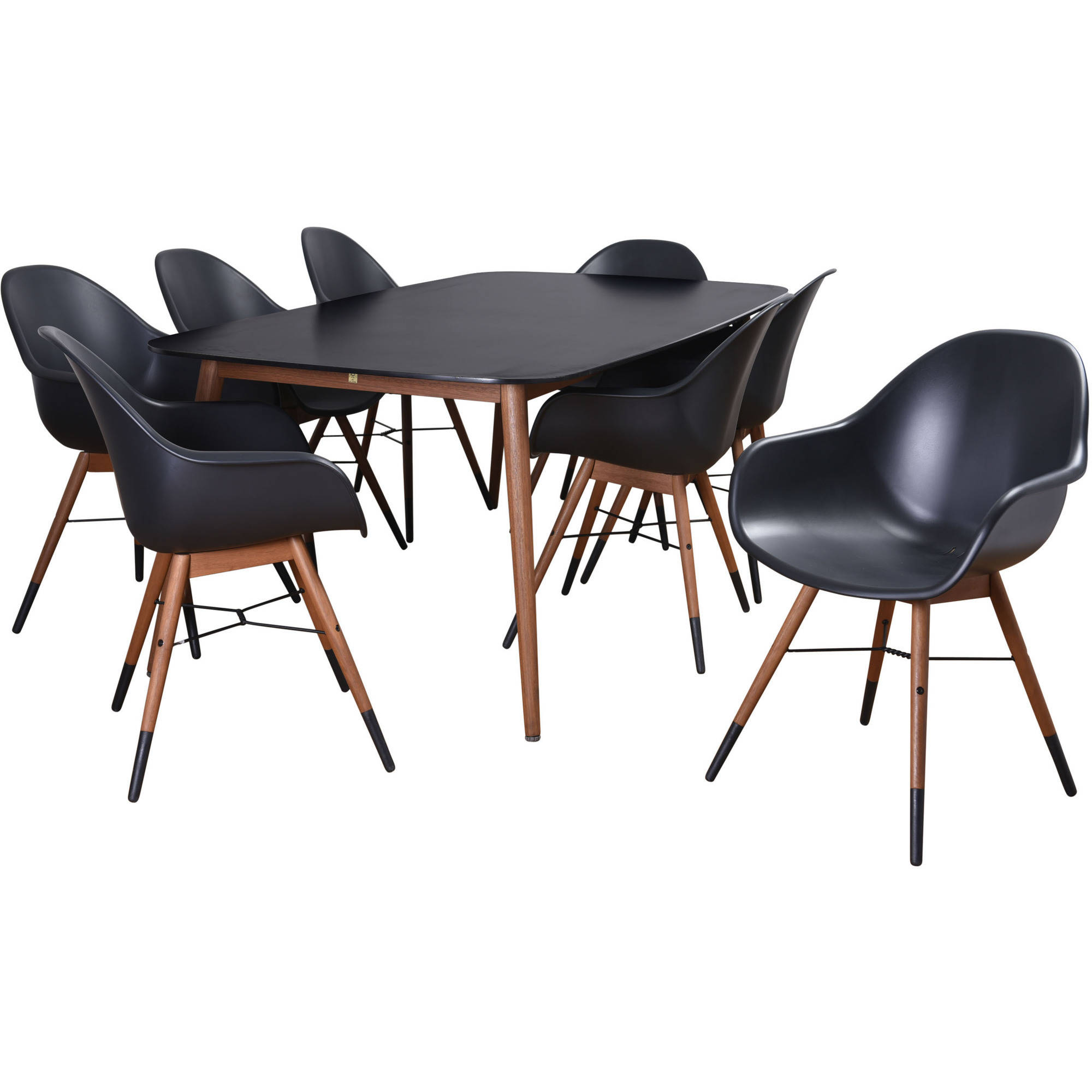 Amazonia Eucalyptus Chamonix 9-Piece Dining Set, Black, Seating Capacity: 8