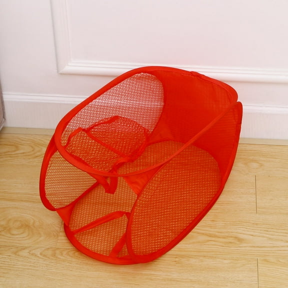 MLINS Red Foldable Laundry Hamper Nylon and Steel Wire for Storing Clothes Lightweight and Collapsible 24.0 Inches
