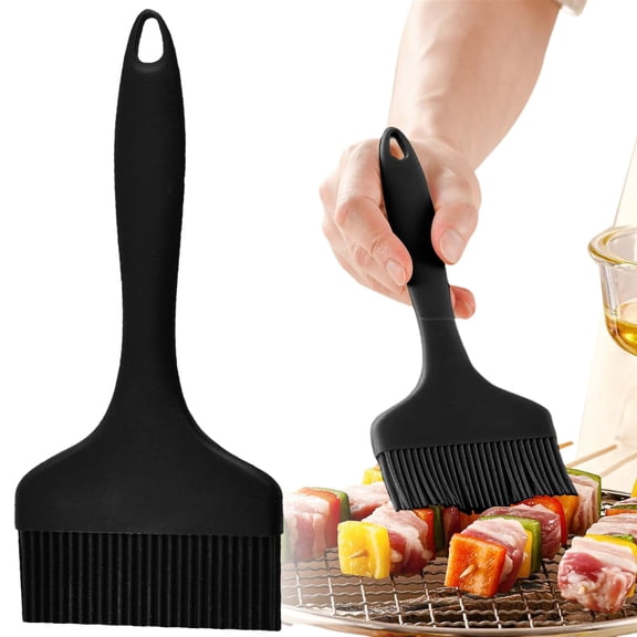 BPA-Free Food Grade Silicone Basting Brush 21×9CM, Heat Resistant Flexible Non-Deforming Pastry Tool, Ergonomic Grip Oil Sauce Spreader, Dishwasher Safe for BBQ Grilling & Daily Cooking,Black