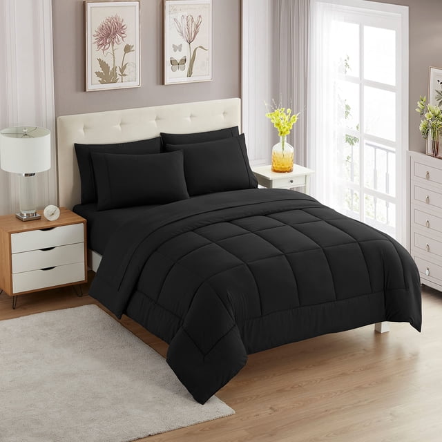 Set de edredón Sweet Home Collection, color negro, tamaño doble, 5 piezas Sweet Home Collection Ver descripción