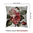 thumbnail image 4 of Flower Throw Pillow Cushion Cover, Shabby Form Romantic Design with Big Roses and Leaves Buds Hand Colored Image, Decorative Square Accent Pillow Case, Pink Red, 4 of 7