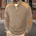 thumbnail image 3 of Lmnyox Men's Long Sleeve Pullover Dressy Casual Stand Collar Button Sweatshirts Casual Solid Texture Shirts, 3 of 4
