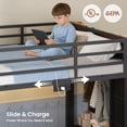 thumbnail image 4 of Afuhokles Low Bunk Bed Twin Over Twin with Bookshelf, 4 Storage Drawers, Charging Station and RGB Lights, Clothing Rack and Shelves, Brown, 4 of 9