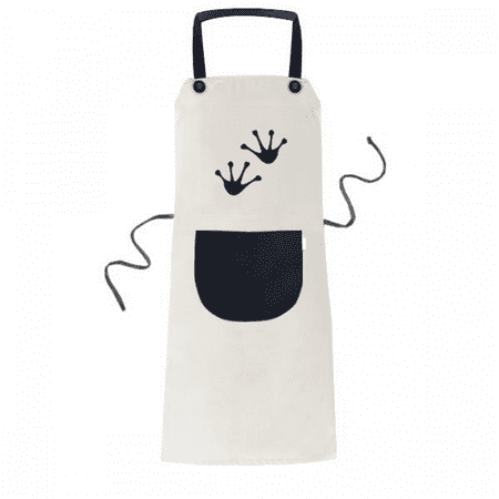 

Frog Footprints Animal Outline Protect Animal Apron Adjustable Bib Cotton Linen BBQ Kitchen Pocket Pinafore