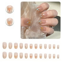 RAGUPEL 24Pcs Glue on Nails for Women,Silver Glitter Almond Press on Nails,Glossy Finish Press on Nails Long,Stick on Nails for Daily Use,Taking Photos,Style3