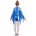 thumbnail image 2 of iiniim Tenues de Danse Jazz Métalliques à Franges pour Filles Enfants Veste à Manches Longues avec Shorts Mode Urbaine Performance Bleu 12, 2 of 6