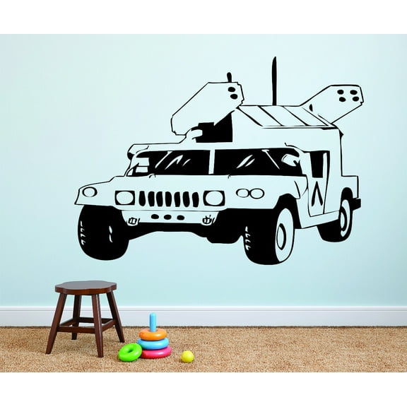 Living Room Art Army War Truck Hummer Silhouette 16x24"