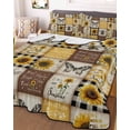 thumbnail image 3 of Quilts Twin Size, Sunflowers Soft Comforter Bedding Set for Bed, Retro Country Butterfly Bee Floral Plaid Lightweight Quilted Bedspread with Pillow Cover(2 Pieces) for All Season, 68x86 Inch, 3 of 6