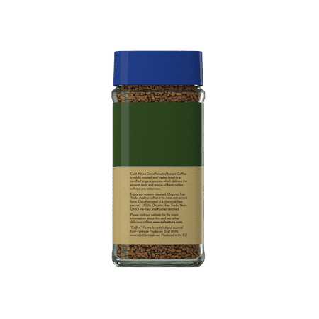 Cafe Altura Decaf Medium Roast Freeze Dried Instant Coffee, Organic, Non-GMO, 3.53 oz Jar