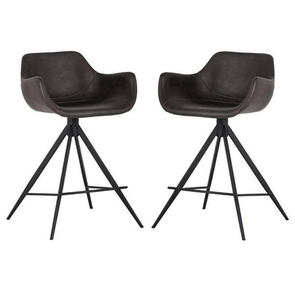 Home Square Owen 26" Modern Swivel Counter Stool in Town Gray - Set of 2